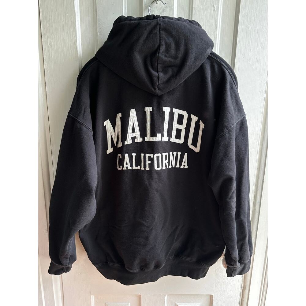 Brandy Melville Malibu California Oversized Zip-Up Hoodie Black One Size - Picture 3 of 10